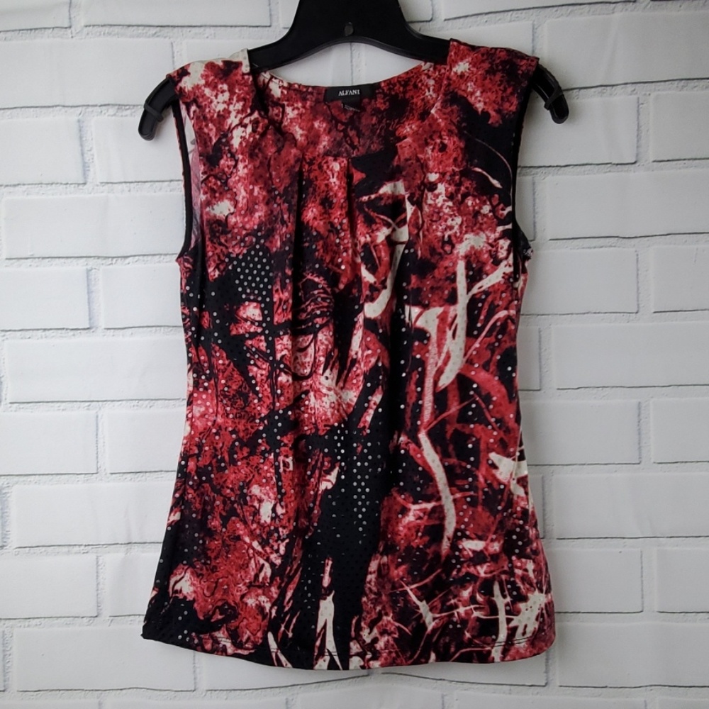 Alfani Sleeveless Shimmer Blouse Pleat Front xs
